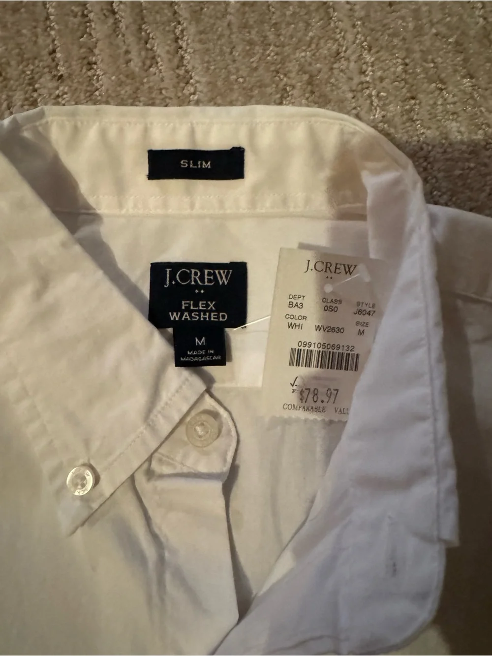 J. Crew Slim Flex Washed White Dress Shirt